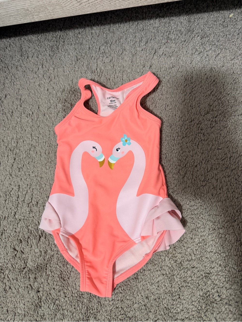 Carter's Coral Pink Flamingo One-Piece Swimsuit